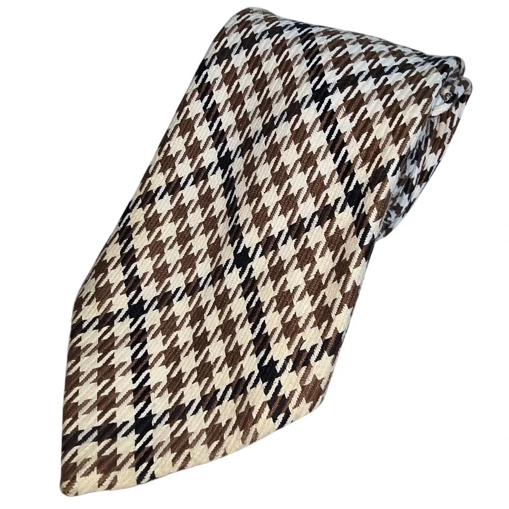 VINTAGE‎ Multi-browns & Cream Colored Checkered Men's Tie